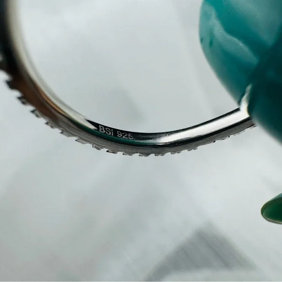 3.87 CT Moissanite Diamond Blue w Pavé Eternity Band - Picture 3 of 3